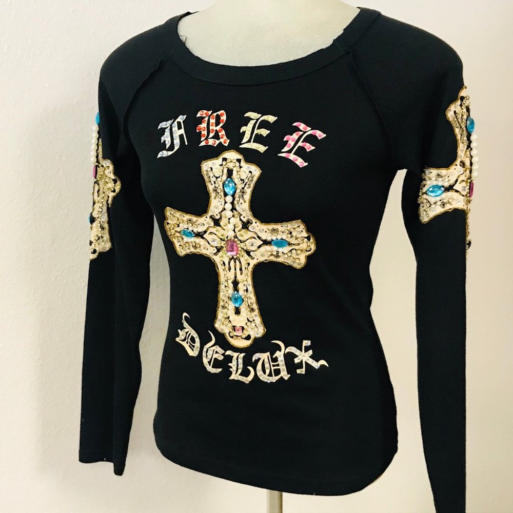 Free for Humanity Embellished Delux Black Top